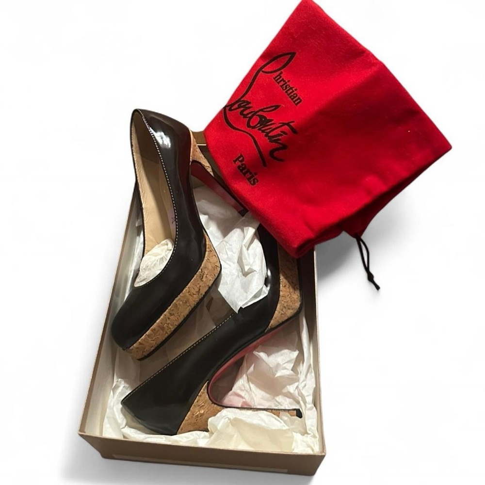 Louboutin black and cork heels
